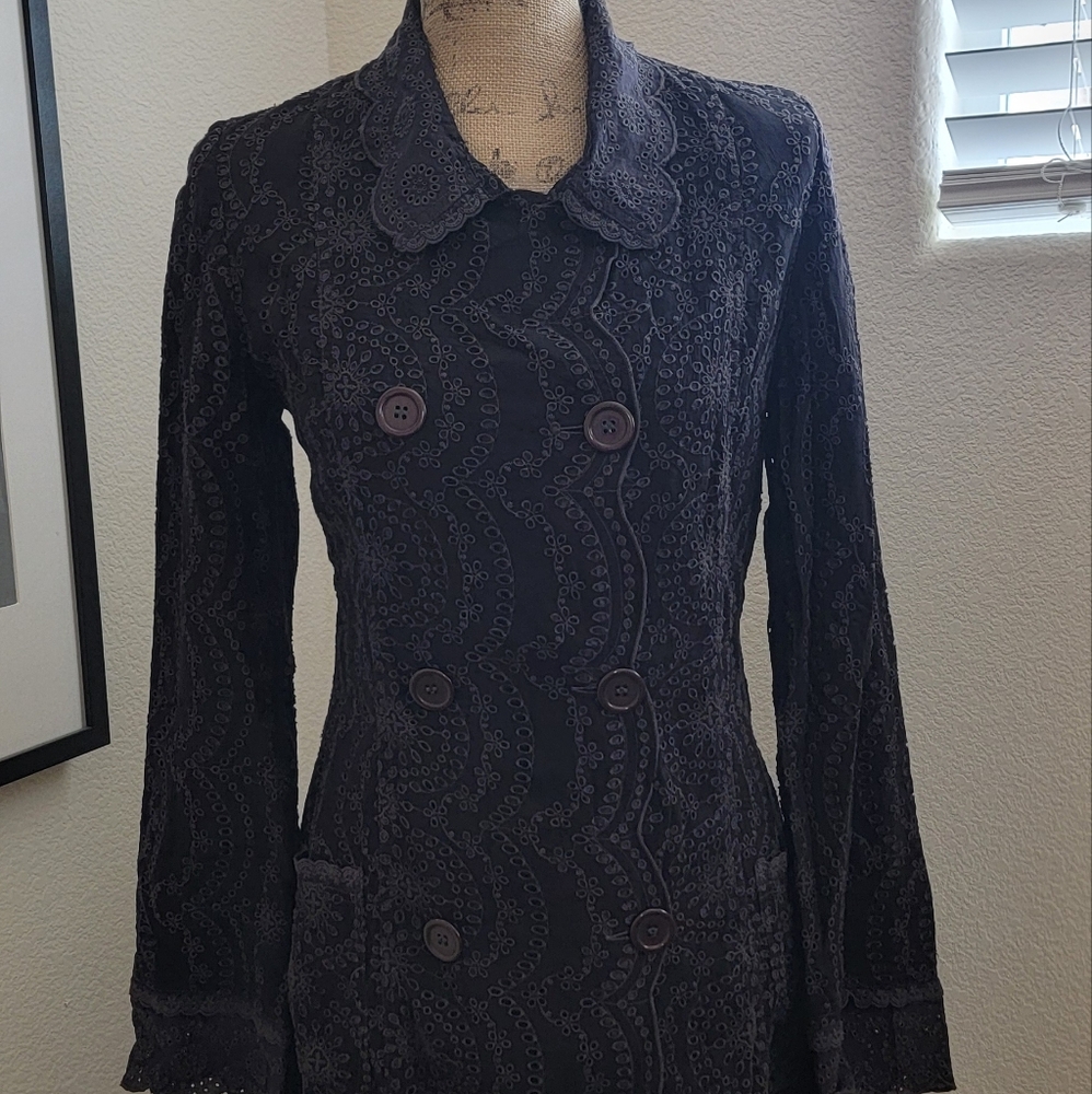 Johnny Was Eyelet Peacoat Sz M